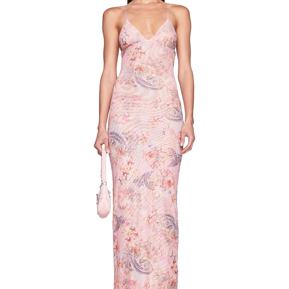 Ellery Pink Paisley-Print Slip Maxi Dress